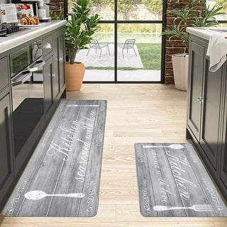 Kitchen rugs,Non Slip Kitchen Floor Mat,Comfort Mat for Kitchen,Anti  Fatigue Runner Standing Rug Set of 2,17.5x30+17.5x60, Black 