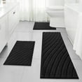 thumbnail image 1 of Findosom 3pcs Bathroom Rugs Set with U-Shaped Mat,Rubber Backing,Quick Dry,Ultra Soft Machine Washable Bath Mats for Bathroom Floor,Tub,Shower,Microfiber Bath Mats 18"x26"+18"x48"+U 20"x24" Black, 1 of 9