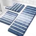 thumbnail image 1 of Findosom Bathroom Rugs Set of 3,Absorbent Non-Slip Machine Washable Bath Rugs, Microfiber Quick Dry Bath Mats for Bathroom Floor Tub Shower Bedroom Kitchen,18"x26"+18"x48"+U Shape 20"x24" Blue, 1 of 9