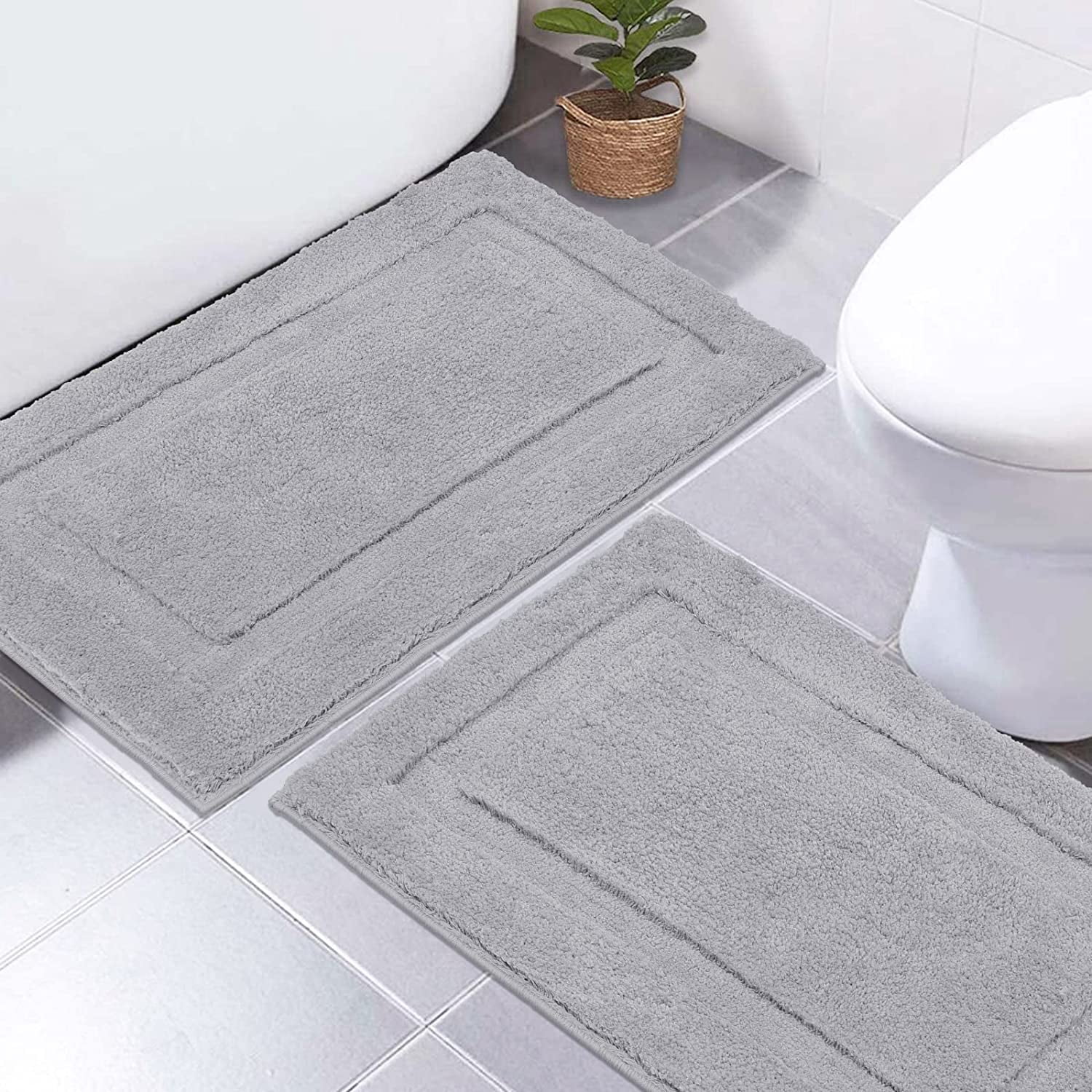 Findosom 2pcs Bathroom Rugs Set Non Slip Bath Rugs Set Soft Absorbent