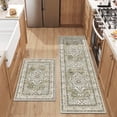 thumbnail image 1 of Findosom 2pcs Kitchen Rugs, Washable Boho Farmhouse Kitchen Mats for Floor, Non Slip Thick Indoor Kitchen Floor Mat Carpet Runner Rugs for Entryway Hallway Laundry Home Decor 20"x32"+20"x47" Green, 1 of 10