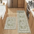 thumbnail image 1 of Findosom 2pcs Kitchen Rugs, Washable Boho Farmhouse Kitchen Mats for Floor, Non Slip Thick Indoor Kitchen Floor Mat Carpet Runner Rugs for Entryway Hallway Laundry Home Decor 20"x32"+20"x47" Green, 1 of 10