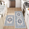 thumbnail image 1 of Findosom 2pcs Kitchen Rugs, Washable Boho Farmhouse Kitchen Mats for Floor, Non Slip Thick Indoor Kitchen Floor Mat Carpet Runner Rugs for Entryway Hallway Laundry Home Decor 20"x32"+20"x59" Blue, 1 of 8