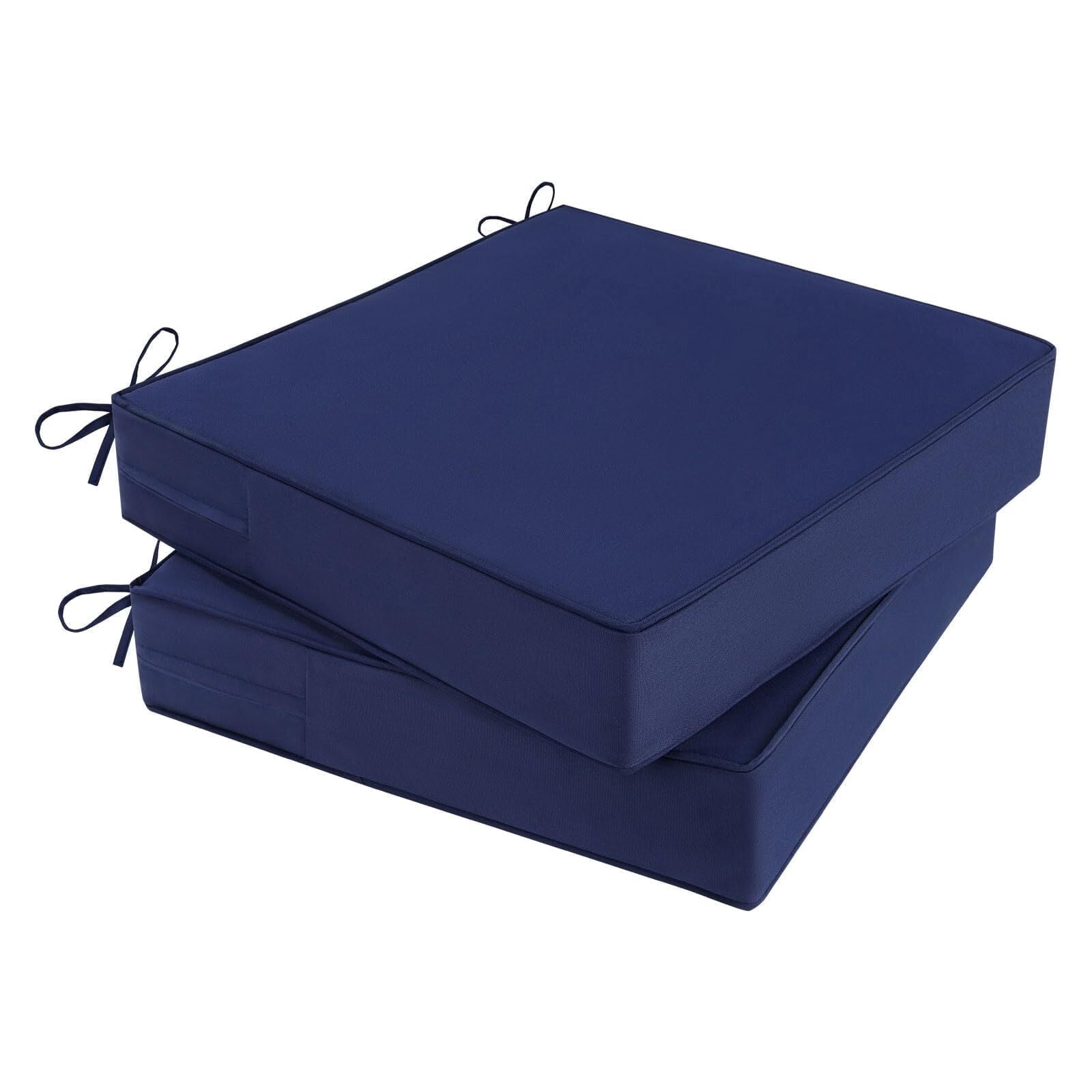 Findosom 2pcs Patio Chair Cushions 19x19 Inch Waterproof Fade Resistant Outdoor Seat Cushions for Patio Furniture Garden Sofa Couch Chair Pads with Adjustable Straps,Navy