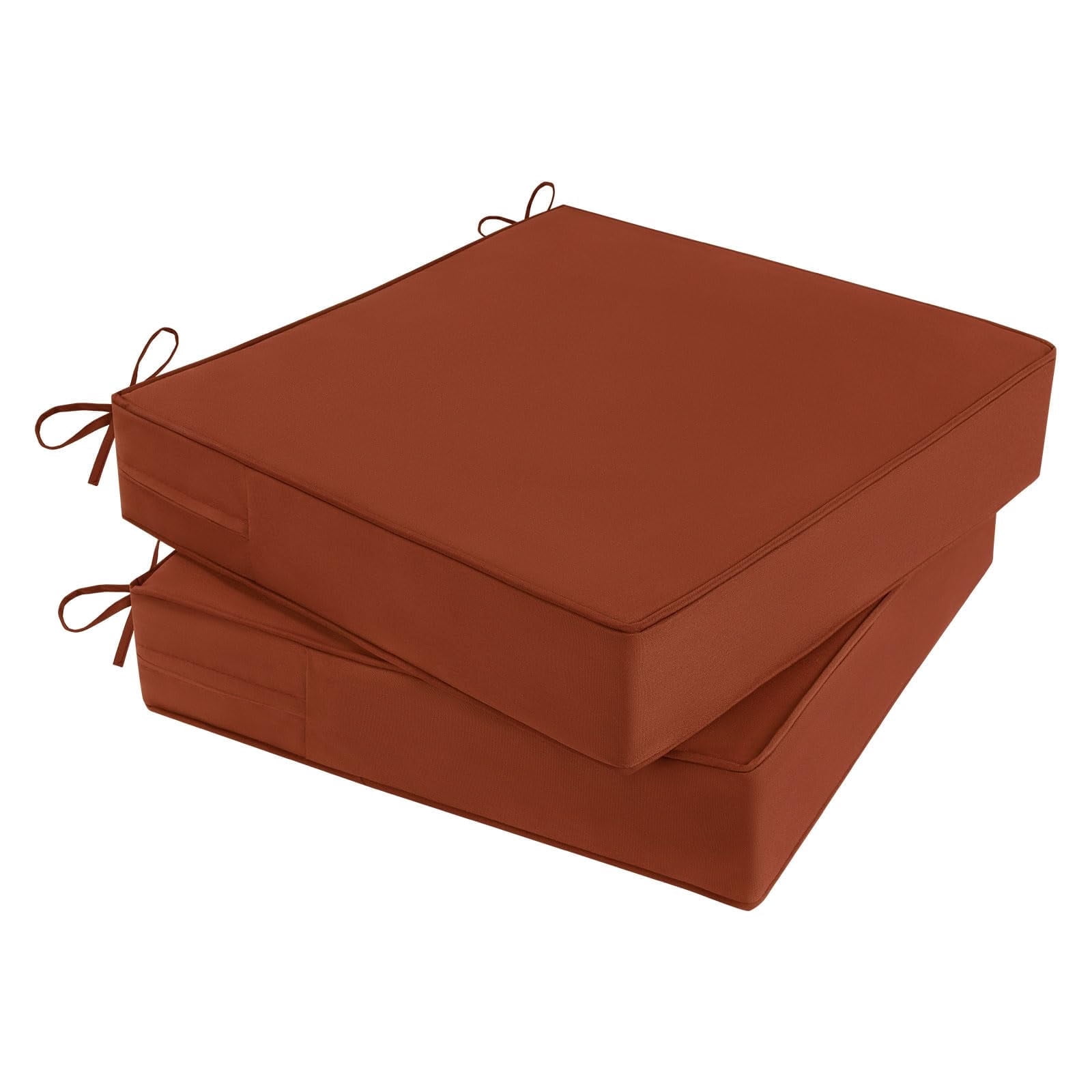Findosom 2pcs Patio Chair Cushions 22x22 Inch Waterproof Fade Resistant Outdoor Seat Cushions for Patio Furniture Garden Sofa Couch Chair Pads with Adjustable Straps, Red