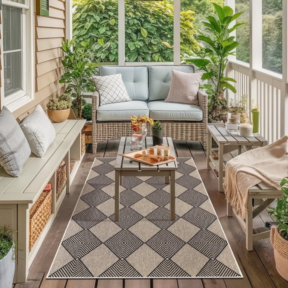 Findosom 3'x5' Jute Washable Rug Non Slip Natural Woven Texture Floor Carpet Farmhouse Rug for Living Room,Bedroom,Kitchen,Entryway,Outdoor,Patio Area Rug,Stain Resistant Rustic Rugs,Black