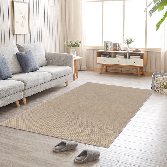 Findosom 3'x5' Jute Washable Runner Rug Non Slip Natural Woven Texture Floor Carpet Farmhouse Rug for Living Room,Bedroom,Kitchen,Entryway,Indoor,Patio Area Rug,Stain Resistant Rustic Rugs,Natural
