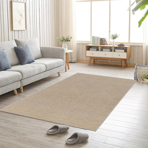 Findosom 3'x5' Jute Washable Runner Rug Non Slip Natural Woven Texture Floor Carpet Farmhouse Rug for Living Room,Bedroom,Kitchen,Entryway,Indoor,Patio Area Rug,Stain Resistant Rustic Rugs,Natural