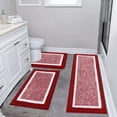 thumbnail image 1 of Findosom 3pcs Bathroom Rugs Set with U-Shaped Mat, Non Slip, Quick Drying, Ultra Soft and Water Absorbent Bath Rug Mat Carpet Machine Washable 18"x26"+18"x48"+U Shape 20"x24" Red, 1 of 8