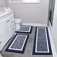 thumbnail image 1 of Findosom 3pcs Bathroom Rugs Set with U-Shaped Mat, Non Slip, Quick Drying, Ultra Soft and Water Absorbent Bath Rug Mat Carpet Machine Washable 18"x26"+18"x48"+U Shape 20"x24" Navy, 1 of 8