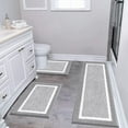 thumbnail image 1 of Findosom 3pcs Bathroom Rugs Set with U-Shaped Mat, Non Slip, Quick Drying, Ultra Soft and Water Absorbent Bath Rug Mat Carpet Machine Washable 18"x26"+18"x48"+U Shape 20"x24" Light Gray, 1 of 9