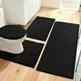 thumbnail image 1 of Findosom Bathroom Rugs Sets 4 Pcs with Toilet Lid Cover,U-Shaped Contour Toilet Mat,Non-Slip Machine Washable Absorbentb Rugs and Mats for Bathroom Floor Mats Microfiber Shaggy Bath Rug,Black, 1 of 11