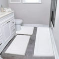 thumbnail image 1 of Findosom 3pcs Bathroom Rugs Set with U-Shaped Mat, Non Slip, Quick Drying, Ultra Soft and Water Absorbent Bath Rug Mat Carpet Machine Washable 18"x26"+18"x48"+U Shape 20"x24" White, 1 of 8