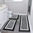 thumbnail image 1 of Findosom 3pcs Bathroom Rugs Set with U-Shaped Mat, Non Slip, Quick Drying, Ultra Soft and Water Absorbent Bath Rug Mat Carpet Machine Washable 18"x26"+18"x48"+U Shape 20"x24" Black, 1 of 8