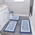 thumbnail image 1 of Findosom 4pcs Bathroom Rugs Set with U-Shaped Mat, Non Slip, Quick Drying, Ultra Soft and Water Absorbent Bath Rug Mat Carpet Machine Washable 18"x26"+20"x32"+U 20"x24"+19"x21" Blue, 1 of 8