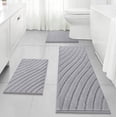 thumbnail image 1 of Findosom 3pcs Bathroom Rugs Set with U-Shaped Mat,Non Slip Machine Washable Wave Bath Mat,Ultra Soft Plush Shower Rugs for Bathroom,Tub,Shower18"x26"+18"x48"+U 20"x24"Gray, 1 of 10