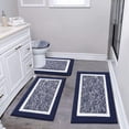 thumbnail image 1 of Findosom 4pcs Bathroom Rugs Set with U-Shaped Mat, Non Slip, Quick Drying, Ultra Soft and Water Absorbent Bath Rug Mat Carpet Machine Washable 18"x26"+20"x32"+U 20"x24"+19"x21" Navy, 1 of 8