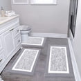 thumbnail image 1 of Findosom 4pcs Bathroom Rugs Set with U-Shaped Mat, Non Slip, Quick Drying, Ultra Soft and Water Absorbent Bath Rug Mat Carpet Machine Washable 18"x26"+20"x32"+U 20"x24"+19"x21" Light Gray, 1 of 8