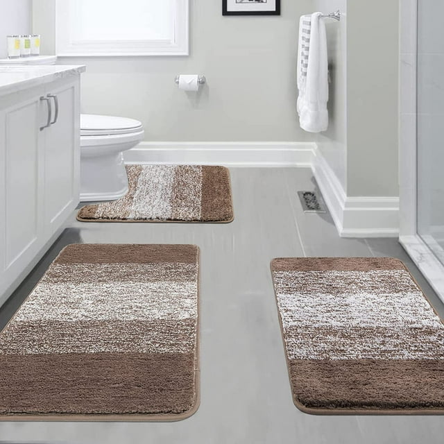 "Findosom 3pcs Quick-Drying Non-Slip Bathroom Rugs Set, U-Shape 20""x24 ...