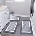 thumbnail image 1 of Findosom 4pcs Bathroom Rugs Set with U-Shaped Mat, Non Slip, Quick Drying, Ultra Soft and Water Absorbent Bath Rug Mat Carpet Machine Washable 18"x26"+20"x32"+U 20"x24"+19"x21" Dark Gray, 1 of 8