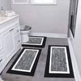 thumbnail image 1 of Findosom 4pcs Bathroom Rugs Set with U-Shaped Mat, Non Slip, Quick Drying, Ultra Soft and Water Absorbent Bath Rug Mat Carpet Machine Washable 18"x26"+20"x32"+U 20"x24"+19"x21" Black, 1 of 8
