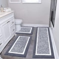 thumbnail image 1 of Findosom 3pcs Bathroom Rugs Set with U-Shaped Mat, Non Slip, Quick Drying, Ultra Soft and Water Absorbent Bath Rug Mat Carpet Machine Washable 20"x32"+20"x59"+U Shape 20"x24" Dark Gray, 1 of 8