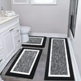 thumbnail image 1 of Findosom 3pcs Bathroom Rugs Set with U-Shaped Mat, Non Slip, Quick Drying, Ultra Soft and Water Absorbent Bath Rug Mat Carpet Machine Washable 20"x32"+20"x59"+U Shape 20"x24" Black, 1 of 8