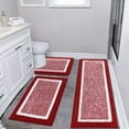 thumbnail image 1 of Findosom 3pcs Bathroom Rugs Set with U-Shaped Mat, Non Slip, Quick Drying, Ultra Soft and Water Absorbent Bath Rug Mat Carpet Machine Washable 20"x32"+20"x59"+U Shape 20"x24" Red, 1 of 7