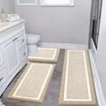 thumbnail image 1 of Findosom 3pcs Bathroom Rugs Set with U-Shaped Mat, Non Slip, Quick Drying, Ultra Soft and Water Absorbent Bath Rug Mat Carpet Machine Washable 20"x32"+20"x59"+U Shape 20"x24" Beige, 1 of 7