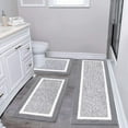 thumbnail image 1 of Findosom 3pcs Bathroom Rugs Set with U-Shaped Mat, Non Slip, Quick Drying, Ultra Soft and Water Absorbent Bath Rug Mat Carpet Machine Washable 20"x32"+20"x59"+U Shape 20"x24" Light Gray, 1 of 8