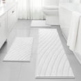 thumbnail image 1 of Findosom 3pcs Bathroom Rugs Set with U-Shaped Mat,Non Slip Machine Washable Wave Bath Mat,Ultra Soft Plush Shower Rugs for Bathroom,Tub,Shower20"x32"+20"x59"+U 20"x24"White, 1 of 8