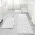 thumbnail image 1 of Findosom 3pcs Bathroom Rugs Set with U-Shaped Mat,Non Slip Machine Washable Wave Bath Mat,Ultra Soft Plush Shower Rugs for Bathroom,Tub,Shower18"x26"+18"x48"+U 20"x24"White, 1 of 9