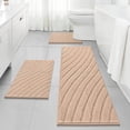 thumbnail image 1 of Findosom 3pcs Bathroom Rugs Set with U-Shaped Mat,Non Slip Machine Washable Wave Bath Mat,Ultra Soft Plush Shower Rugs for Bathroom,Tub,Shower20"x32"+20"x59"+U 20"x24"Beige, 1 of 8