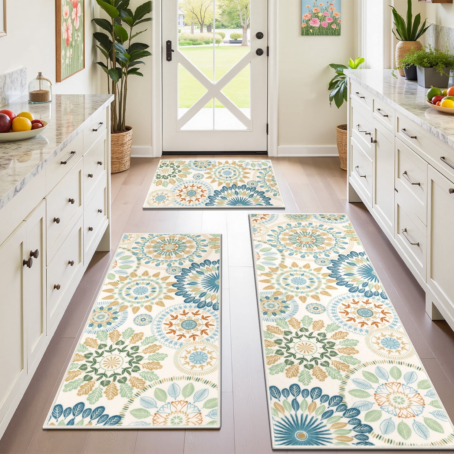 Findosom 3pcs Boho Kitchen Mat Set,Farmhouse Kitchen Rugs and Mat ...