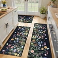 thumbnail image 1 of Findosom Floral Non-Slip Kitchen Rugs Set of 3,Washable Kitchen Mat Farmhouse Kitchen Floor Mats Runner for Home Sink Entrance Laundry Hallway,20"x32"+20"x47"+20"x59" Black, 1 of 8