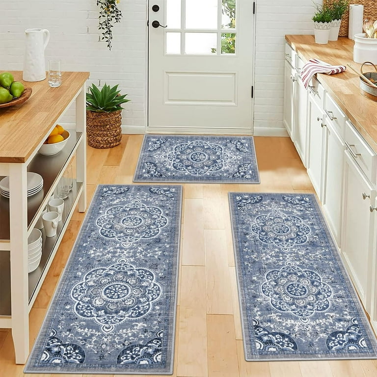 2 Pieces Non Slip Kitchen Mat Set, Washable Kitchen Floor Mat For Kitchen, Entryway, Hallway Runner Set Washable Runners (B01, 43x150cm+43x75cm