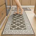 thumbnail image 1 of Findosom Kitchen Rugs Set 2 Piece, Non Slip Kitchen Floor Rugs with Rubber Backing,Machine Washable Geometric Absorbent Runner Rugs for Hallway Doormat,20"x32"+20"x48" Brown, 1 of 8