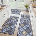 thumbnail image 1 of Findosom 3pc Boho Kitchen Rugs and Mats Set, Non Slip Washable Kitchen Runner Rug for Kitchen Floor, Farmhouse Kitchen Decor, Hallway, Entryway, Laundry Room,20"x32"+20"x47"+20"x59" Blue, 1 of 8