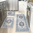 thumbnail image 1 of Findosom 3pcs Kitchen Rugs Set,Washable Boho Farmhouse Kitchen Mats for Floor,Non Slip Kitchen Floor Mat Carpet Runner Rugs for Entryway Hallway Laundry Home Decor 20"x32"+20"x32"+20"x47" Blue, 1 of 8