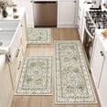 thumbnail image 1 of Findosom 3pcs Kitchen Rugs Set,Washable Boho Farmhouse Kitchen Mats for Floor,Non Slip Kitchen Floor Mat Carpet Runner Rugs for Entryway Hallway Laundry Home Decor 20"x32"+20"x32"+20"x47" Green, 1 of 8