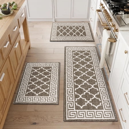 Findosom Kitchen Rugs Set 3 Piece, Non Slip Kitchen Floor Rugs with Rubber Backing,Machine Washable Geometric Absorbent Runner Rugs for Hallway Doormat,20"x32"+20"x32"+20"x48" Brown price history and forecast - Findosom Findosom