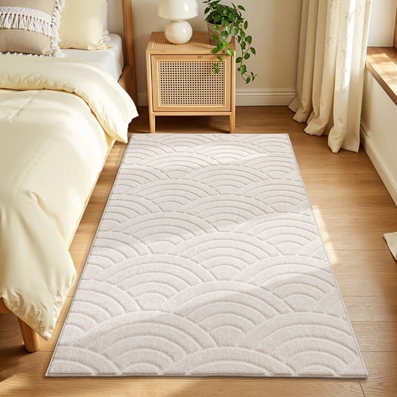 Findosom 3'x5' Soft Cozy Fluffy Wave Rugs Non Slip Washable Modern Geometric Area Rug High Low Pile Stain Resistant Contemporary Carpet for Living Room Bedroom Dining Room