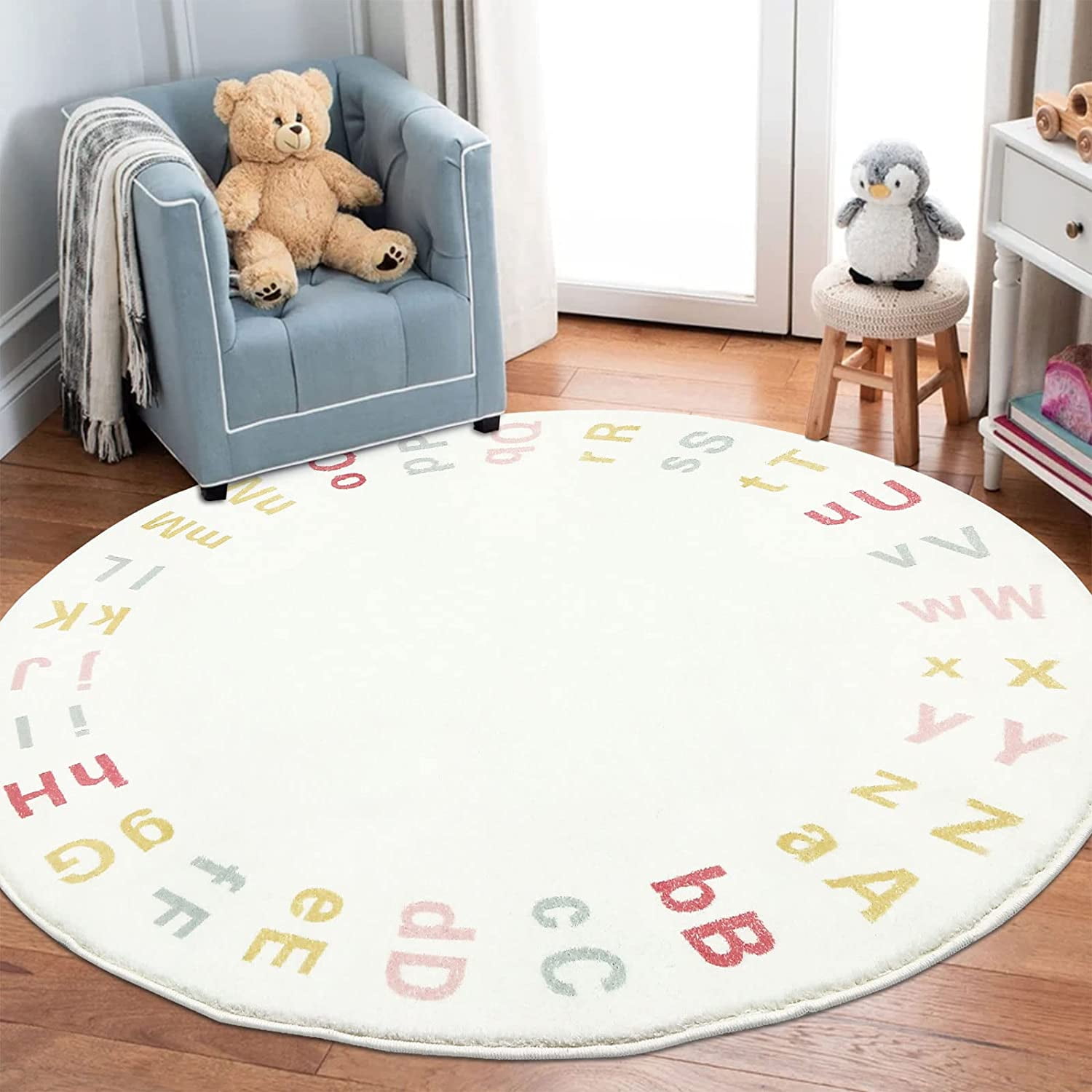 Findosom 5.25' Round Kids Play Rug Playmat Large Soft Alphabet Nursery