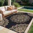 thumbnail image 1 of Findosom 5'x8' Outdoor Rug Large Patios Rug RV Outdoor Rug Waterproof Foldable Portable Camping Rugs Reversible Plastic Straw Rug Outdoor Area Rug for Camping, RV, Balcony, Patio, Picnic, Beach Black, 1 of 8