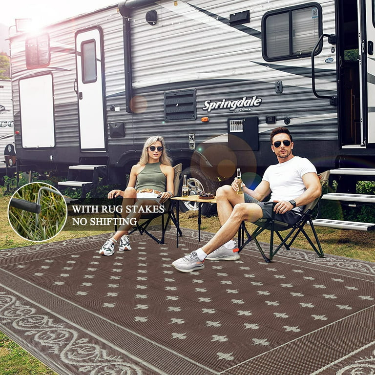Findosom 6'x9' Brown Large Outdoor Mat RV Outdoor Rug Reversible
