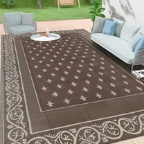 Findosom 6'x9' Brown Large Outdoor Rug Outdoor Mat RV Outdoor Rug Reversible Plastic Straw Area Rug Mat Camping Rugs Waterproof Floor Mat and Rug for RV, Patio, Backyard, Deck, Picnic, Beach, Trailer