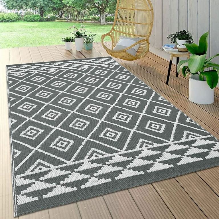 Findosom 6'x9' Gray Large Outdoor Mat RV Outdoor Rug Reversible