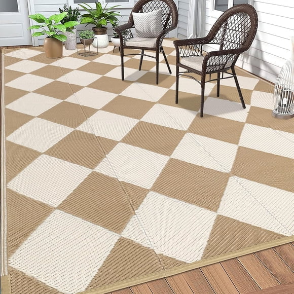 Findosom 6'x9' Large Outdoor Rug Waterproof Patio Rug RV Outdoor Mat Reversible Plastic Straw Area Rug Mat Camping Rugs Floor Mat for Outdoors, RV, Patio, Backyard, Deck, Picnic, Beach, Trailer