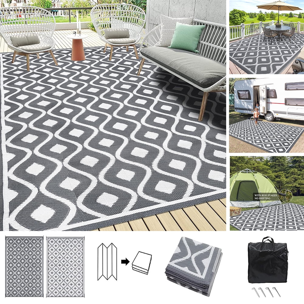 DODOING Outdoor Rug Waterproof Outdoor Patio Rug Reversible Mats RV Camping  Rugs for Outside Portable Plastic Straw Rug Area Rug Carpet for Patio, RV,  Camping, Balcony, Beach4'x 6'/6'x 9'/5'x 8' 
