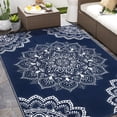 thumbnail image 1 of Findosom 6'x9' Outdoor Rug Large Patios Rug RV Outdoor Rug Waterproof Foldable Portable Camping Rugs Reversible Plastic Straw Rug Outdoor Area Rug for Camping, RV, Balcony, Patio, Picnic, Beach Blue, 1 of 14